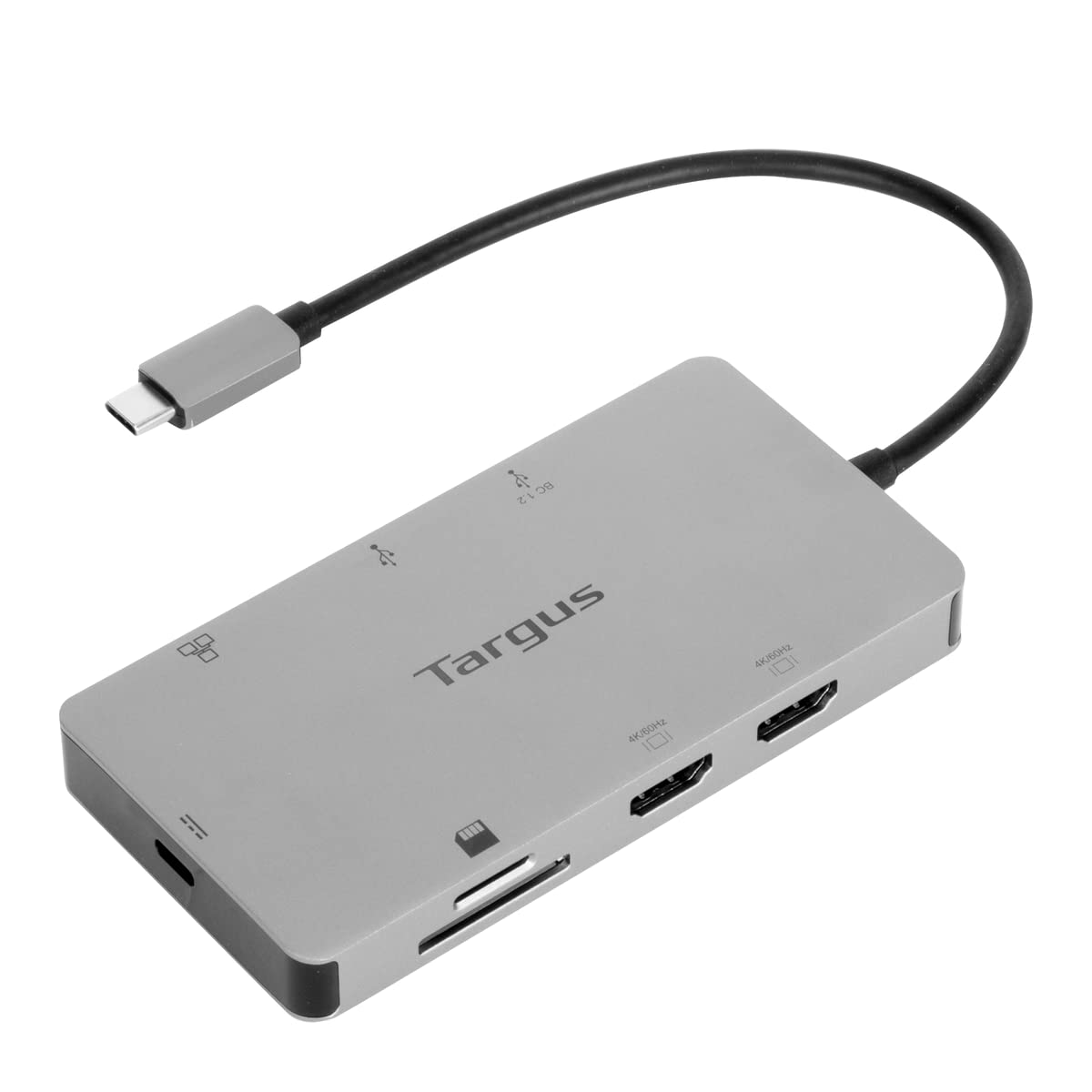 Targus Docking Station USB-C Dual HDMI 4K con Fuente de alimentación Pass-Thru de 100W, hub multipuerto Compatible con 2 monitores 4K UHD, estación Base – Gris, DOCK423EU