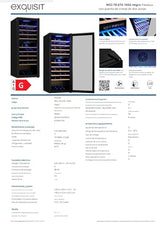 Exquisit® Vinoteca para 78 Botellas, 194L, Negro, Clase G, Doble Zona de Temperatura 5-20°C, Control Digital, Puerta de Cristal Reversible, Iluminación LED, 9 Estantes, Medidas (128,5 x 49 x 57,5 cm)