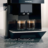SIEMENS, cafetera superautomática, EQ900, Modo Barista, 2 molinillos cerámicos, Display Touch&Slide de 6,8", conectividad Home Connect, acero inoxidable, TQ903R03
