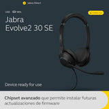 Jabra Evolve2 30 SE Auriculares Estéreo con Cancelación de Ruido, Cable USB-A y Tecnología de Llamada de 2 Micrófonos - para Plataformas de Comunicaciones Unificadas como Zoom y Google Meet - Negro