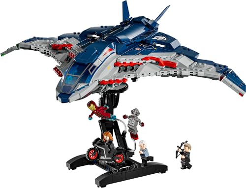 LEGO Marvel Quinjet de Vengadores: La Era de Ultrón - Avión de Juguete de Superhéroes con Moto y 5 Minifiguras inc. Iron Man, Viuda Negra y Ojo de Halcón - Regalo para Niños y Chicos de 12+ Años 76325