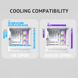 Antec C7 ARGB Blanco, Soporte de GPU RTX 40, 4 Ventiladores ARGB PWM de 120 mm incluidos, refrigeración Vertical, Tipo C de 10 Gbps, Paneles Frontales y Laterales de Vidrio Templado Continuo