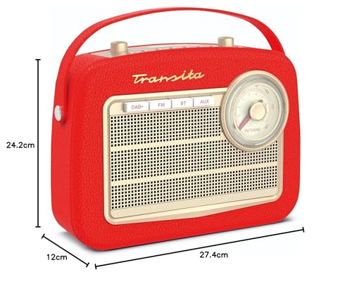 TechniSat Transita 130 - Radio portátil Dab+/FM con regulador de frecuencia FM (transmisión de Audio Bluetooth, USB, Pantalla LCD, batería de hasta 24 Horas, asa de Transporte, Carcasa de Piel