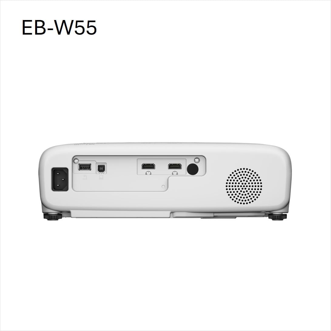 Proyector EB-W55 económico WXGA con lámpara, Wi-Fi Incorporado, 2 Puertos HDMI, tamaños de Imagen sobre Pantallas de hasta 320″ y luminosidad de 4000 lúmenes