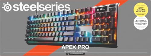 Steelseries Apex Pro Gen 3 Teclado Mecanico Gaming - HyperMagnetic Interruptores OmniPoint 3.0 - Accionamiento Ajustable - Rapid Trigger + Rapid Tap - Preajustes - Modo protección - USB-C - US QWERTY
