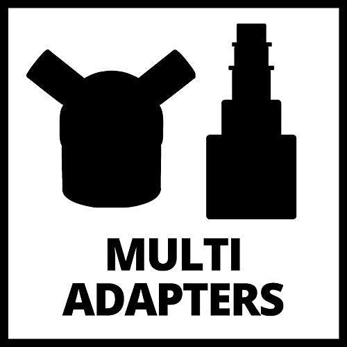 Einhell Aspirador TE-VE 550/1 A (550 W, enchufe Automático 2500 W, manguera de aspiración de 250 cm y Ø 100 mm, 2 adaptadores de aspiración 36 mm, Liberación Rápida para Bolsa de Recolección 65 L)