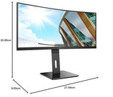 AOC CU34P3CV Monitor 34 Pulgadas UWQHD Curvo, 100Hz, VA, 1 MPRT, Altura Ajustable, Altavoces (3440x1440, 1x HDMI 2.0, 1x DP 1.4, USB-Hub), Negro