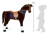 Small Foot 11179 Caballo de Montar Fuego, marrón con sillín Desmontable, pañuelo y Efectos de Sonido, a Partir de los 5 años.