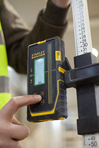 Stanley FatMax - Receptor láser giratorio para láser verde, gran alcance de trabajo: diámetro 600 m, radio 300 m, 2 niveles de precisión, ventana receptora extragrande, color negro y amarillo