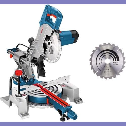 Bosch Professional GCM 80 SJ - Ingletadora telescópica (1400 W, disco Ø 216 mm, Soft Start, incl. 2 discos)