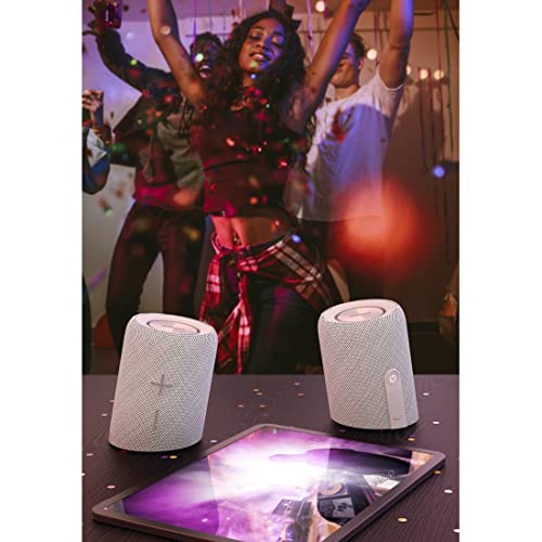 Hama | Juego de Altavoces Bluetooth 2 en 1 Twin 3.0 Resistentes al Agua 30 W (Juego de Altavoces, Divisibles, Inalámbrico, 2 Cajas portátiles Bluetooth, Resistente al Agua IP67) Color Blanco