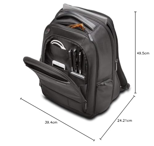 Kensington K60381EU - Mochila Contour 2.0 Pro para Portátiles 17", Diseño Ergonómico, Protección RFID, Compartimento Antirrobo, Resistente al Agua, Apta para Controles TSA, Correas Acolchadas, Negro