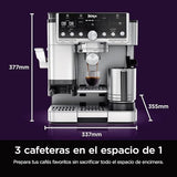 Ninja Luxe Pro Cafetera 3 en 1 para latte, cappuccino, cold brew y espresso con molinillo y espumador de leche integrados, fácil de usar y 5 preajustes automáticos de espuma, plata, ES701EU