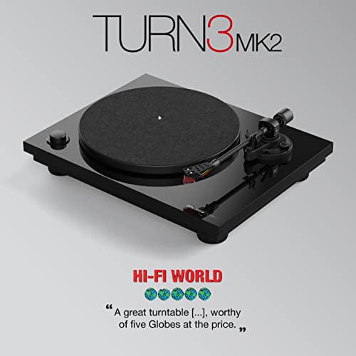 Reloop Turn 3 MK2 | Auténtico Tocadiscos HiFi accionado por Correa con función de grabación USB, Cartucho Ortofon 2M Red premontado, Control de Motor Integrado (33/45/78 RPM)