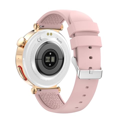 Knauermann Neo 2 (2025) – Oro Redondo – Reloj Salud Smartwatch – ECG – Función HRV – BT Bluetooth – Apnea del sueño – Presión Arterial – Correa de Silicona Rosa, Durchmesser: 40 mm; Dicke:,