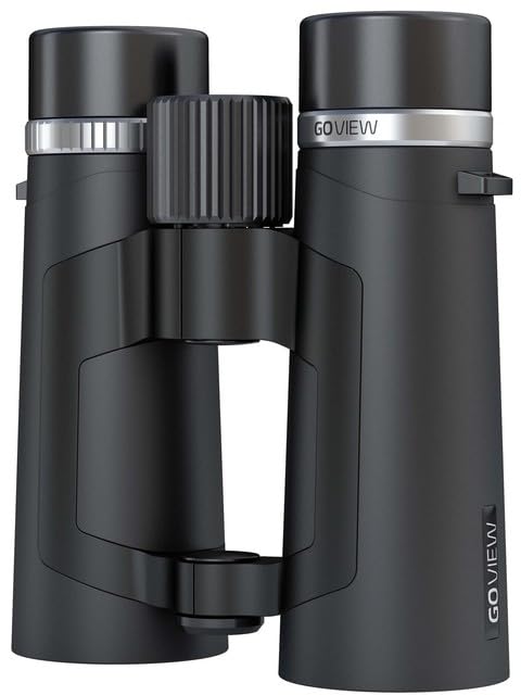 GoView ZOOMR 10x42 prismáticos para Actividades al Aire Libre, Naturaleza, observación de Vida Salvaje, Viajes (Zoom de 10 aumentos, Gran Campo de visión, Incluye Set de Accesorios) Phantom Negro