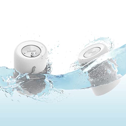 Hama | Juego de Altavoces Bluetooth 2 en 1 Twin 3.0 Resistentes al Agua 30 W (Juego de Altavoces, Divisibles, Inalámbrico, 2 Cajas portátiles Bluetooth, Resistente al Agua IP67) Color Blanco