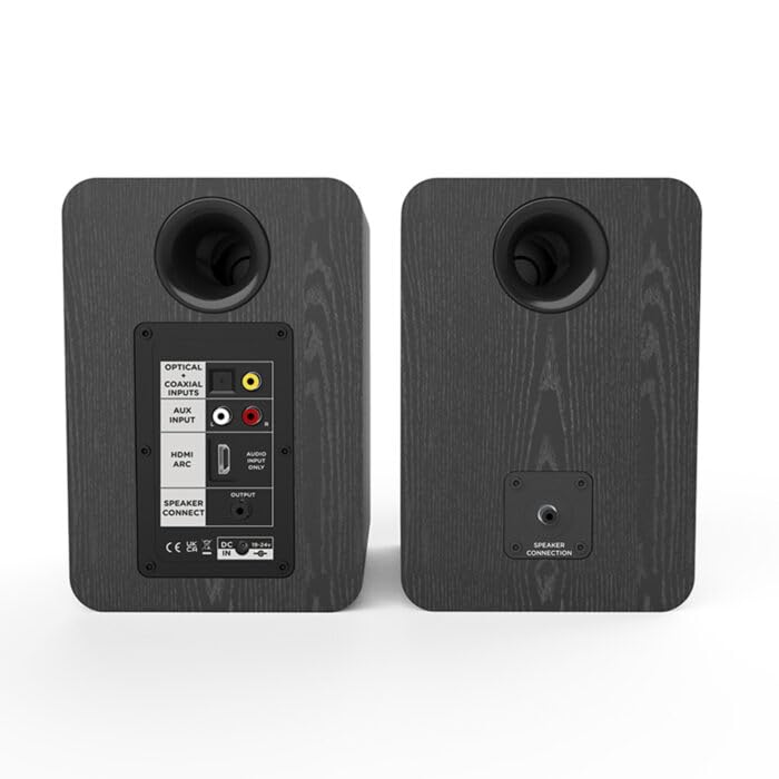 Aiwa Altavoces Activos ASP-A 200 (Potencia 2 X 25W RMS, HDMI-ARC, COAXIAL, RCA-Audio). Color Negro