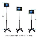 CTA Digital Soporte de Suelo Giratorio y Ajustable en Altura con Sistema de Seguridad, Cuello de Cisne, Ruedas acoplables para tabletas de 7 a 13 Pulgadas, Incluye iPad Pro y Mini