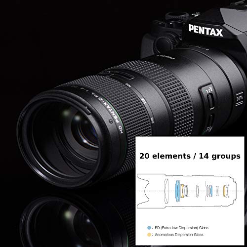 HD PENTAX-D FA 70-210 mm F4ED SDM WR: Teleobjetivo de Zoom para cámaras DSLR, Potente con Apertura Constante f/4, construcción Resistente a la Intemperie, mín. Distancia de Enfoque de 0,95 Metros.