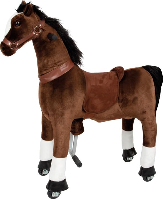 small foot Caballo de Montar con Ruedas de Felpa, Caballito de Juguete, hasta 50kg, para niños a Partir de 5 años, 12462