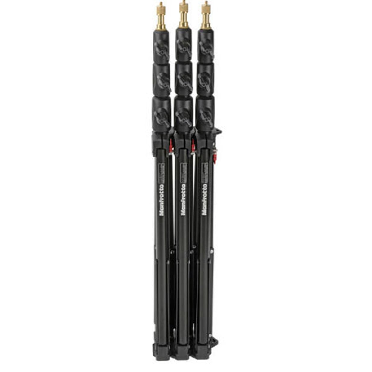 Manfrotto 1051BAC-3 - Mini Soporte Compacto de Aluminio de 6 pies y 9 Pulgadas con 4 Secciones y 3 elevadores, Paquete de 3 (Negro)