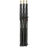 Manfrotto 1051BAC-3 - Mini Soporte Compacto de Aluminio de 6 pies y 9 Pulgadas con 4 Secciones y 3 elevadores, Paquete de 3 (Negro)