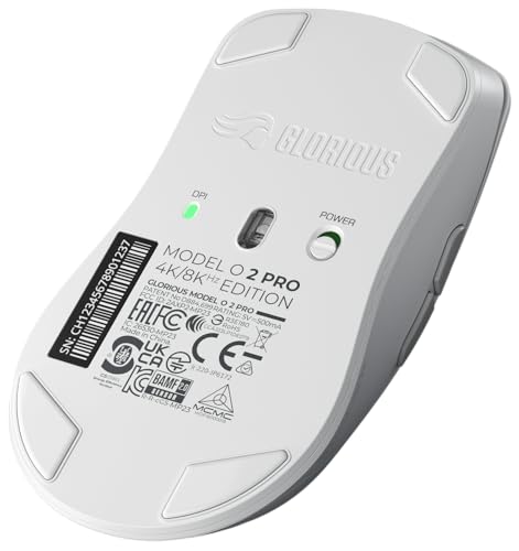 Glorious Gaming Model O 2 Pro 4K/8K Ratón Gaming inalámbrico - 2,4 GHz 1 ms de retardo, sondeo 4K/8K, 100M clics, 59 g Ultraligero, Gran batería, Sensor PPP 26K, RGB, ambidiestro, 6 Botones - Blanco
