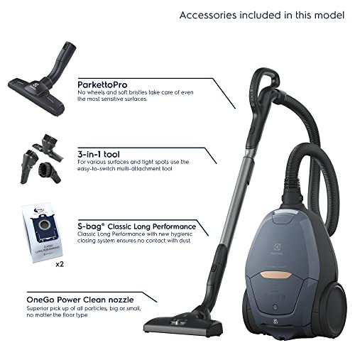 Electrolux PureD8 Pure D8 PD82-8DB-Aspiradora con Bolsa ultrasilenciosa-Regulador automático de Potencia SmartMode y tecnología PureSound-Color Azul, plástico, 600 W, 3.5 Liters, 57 Decibeles