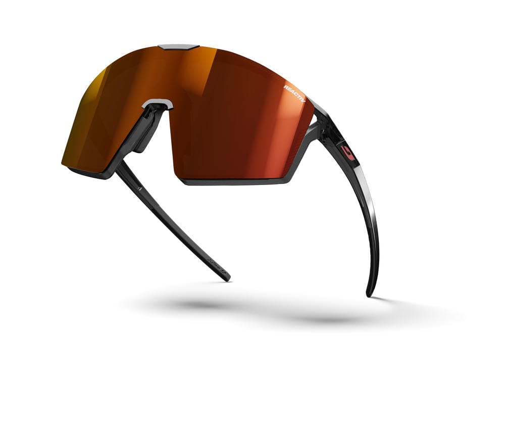Julbo Edge Gafas DE Sol, Negro TRANSLU Logos Naranja Fluo Mate, Talla única Unisex Adulto