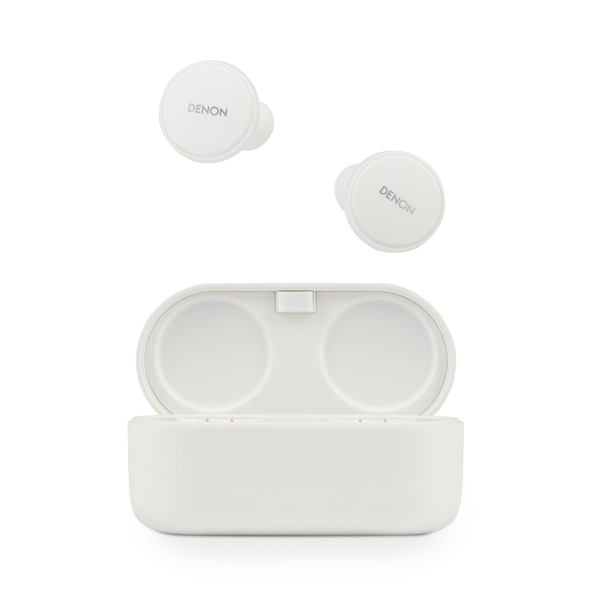 DENON PerL Pro True Wireless Earbuds, Perfil de Sonido Personalizado, Auriculares con cancelación de Ruido, Auriculares Resistentes al Agua, con micrófonos Integrados - Blanco