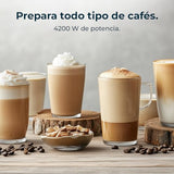 Cecotec Cafetera Express Barista Baristeo Mattina 2X. 4200W, Bomba Rotatoria 9 Bares, Caldera Triple, Pantalla Pid, Caudalímetro, Doble Manómetro, 4200W, Extracción Crema, Diseño Profesional