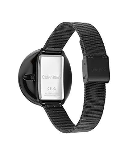Calvin Klein Reloj Analógico de Cuarzo para Mujer Colección Circular Mesh con Correa de Malla de Acero Inoxidable Negra - 25200018