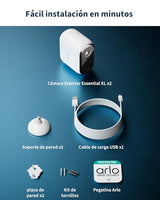 Arlo Essential 3 2K XL, cámara WiFi Exterior, batería de 24 Meses, visión Nocturna en Color, Sirena, Audio bidireccional, 2 cámaras Blancas