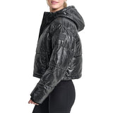 DKNY Embossed Crosswalk Print Cropped Puffer Jacket Chaqueta, Negro, S Mujeres