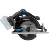 HÖGERT TECHNIK Sierra circular de mano inalámbrica de 18 V, motor sin escobillas, inalámbrico, 0-5000 rpm, diámetro de disco de 165 mm, ajustes sin herramientas, LED, protección de aluminio + PROMO