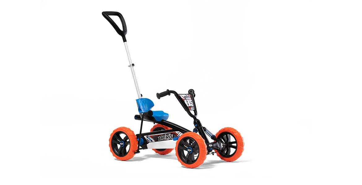 BERG Pedales Buzzy 2 en 1 Incl. Barra de Empuje, Kart, Rueda Libre, vehículo de Pedal, vehículo Infantil con Freno de Mano, vehículo de Pedales con Alto estándar de Seguridad, gokart a Partir de 2