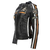 URBAN 5884 Chaqueta Moto Mujer de Cuero Leather '58 LADIES', Cazadora Moto de Piel de Cordero, Armadura Removible para Espalda, Hombros y Codos Aprobada por la CE, Negro, 2XL (UR-156)