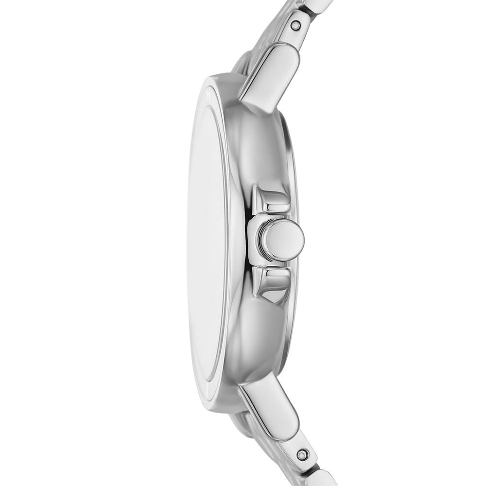 Skagen Reloj Signatur Sport Lille para mujer, movimiento de cuarzo a tres agujas con correa de acero inoxidable, 34 mm, Blanco Y Tono Plateado