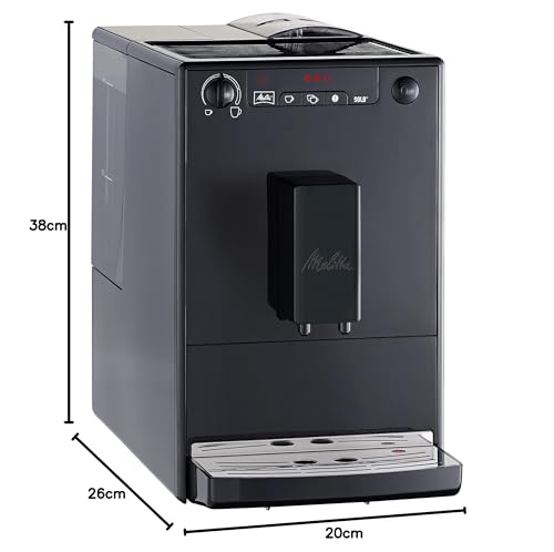 Melitta Solo E950 - Cafetera superautomática compacta con modo doble taza para expreso, máquina de café con sistema de extracción de aroma, boquilla regulable y limpieza automática, 1,2 L, negro