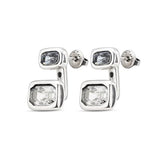 Uno de 50 | Pendientes Multiposición en Aleación de Metales | Baño en Plata de Ley | Cristales Gris y Blanco | Joyería Artesanal