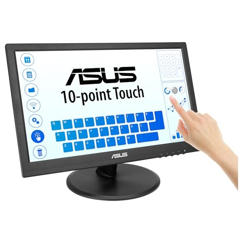 ASUS VT169HE Monitor táctil de 16" FHD (1920 x 1080), táctil de 10 Puntos, IPS, ángulo de visión Amplio, sin Marco, antiparpadeo, luz Azul Reducida, HDMI, Compatible con Windows 11