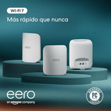 Descubre el nuevo eero Pro 7 de Amazon (último modelo): router de malla tribanda con Wi-Fi 7, compatible con velocidades de red de hasta 5 Gb/s y cobertura de hasta 560 m² (pack de 3)