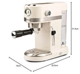 G3 Ferrari G10168 Amarcord Cafetera Espresso, 15 Bares, 1350 W, 1/2 Tazas, Termómetro, Calienta tazas, Depósito de 1,4 Litros, 3 filtros Inoxidables, Beige