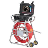 VEVOR Cámara de Alcantarillado, 100 m, Cámara de Drenaje Autonivelante con Pantalla Táctil, Transmisor de 512 Hz y Contador de Distancia, con Luces, 12 LED, Tarjeta de 32 GB, 555 × 275 × 665 mm