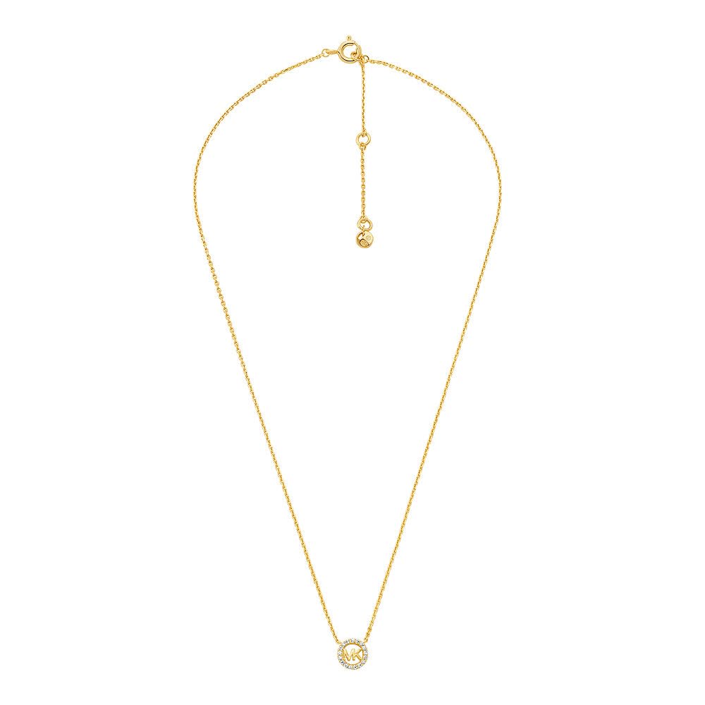 Michael Kors - Collar con colgante de plata de ley en tono dorado Premium Kors MK para mujer, MKC1726CZ710