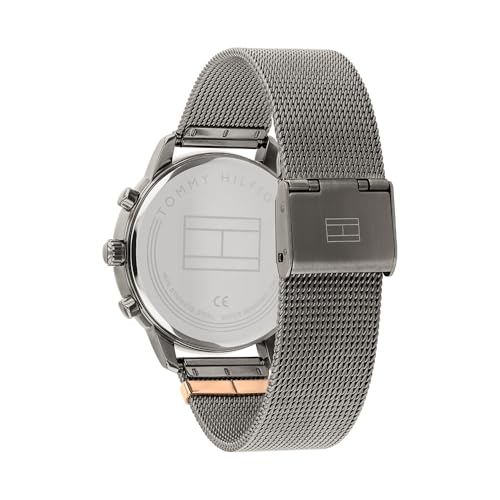Tommy Hilfiger Reloj Analógico de Cuarzo Multifunción para Mujer con Correa de Malla de Acero Inoxidable Gris - 1782304