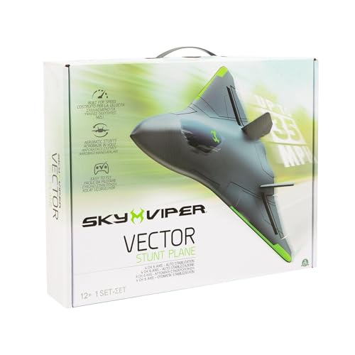 Sky Viper Vector Performance Stunt Jet Drone diseñado para alcanzar velocidades de hasta 35 mph equipado con tecnología avanzada de sujeción de posición, incluye control remoto de largo alcance de 600