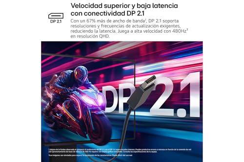 LG 27GX790A-B Monitor Ultragear, 26.5'', OLED, 2560x1440, 480Hz, 0,03ms, G-Sync Compatible y FreeSync Premium Pro, Pivotable, Morado Grisáceo