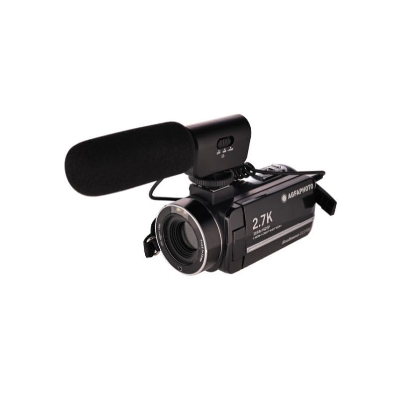 AgfaPhoto Realimove CC2700 - Videocámara Digital (Vídeo 2.7K, 24MP, Pantalla táctil 3'', Zoom 18X, Mando a Distancia, 2 baterías, Micro, Batería de Litio) Negro